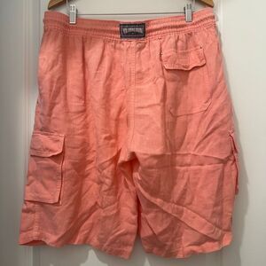 Vilebrequin Baie Linen Cargo Shorts Size XXXL in Coral